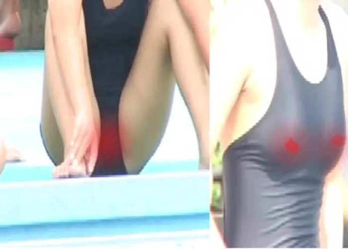 競泳少女的乳頭突起